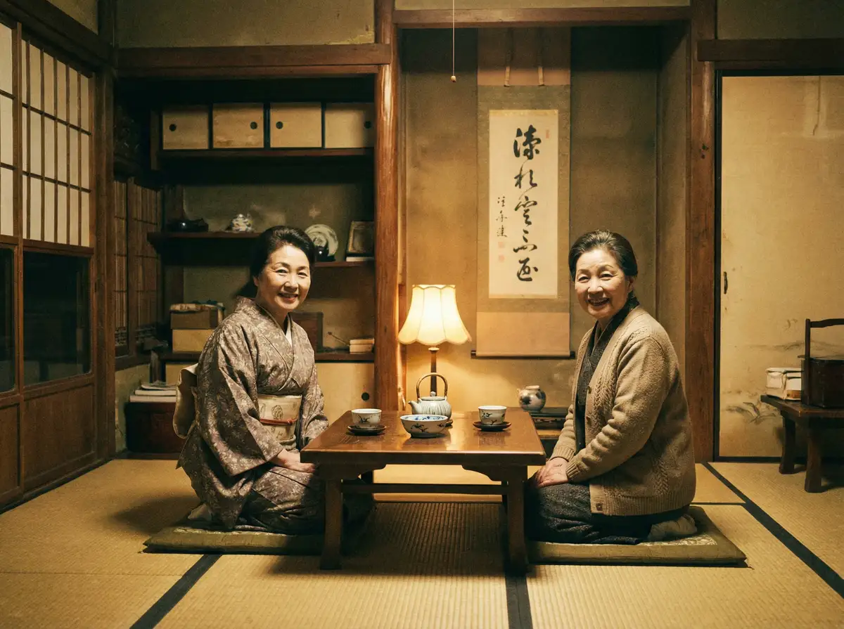 两位优雅的 fleur动漫在线观看 在日式茶室中品茶交谈